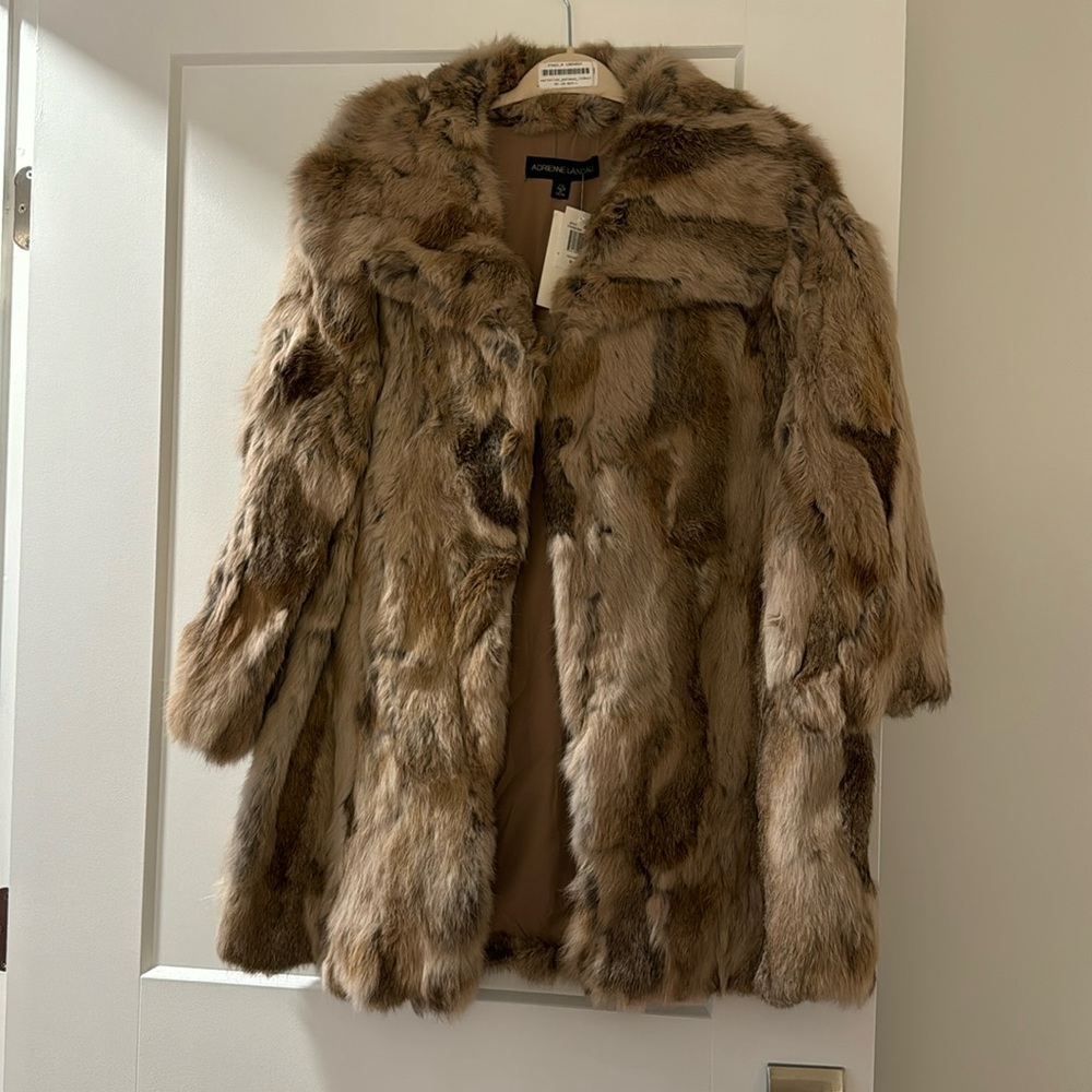 100% real rabbit coat - S/M - Adrienne Landau